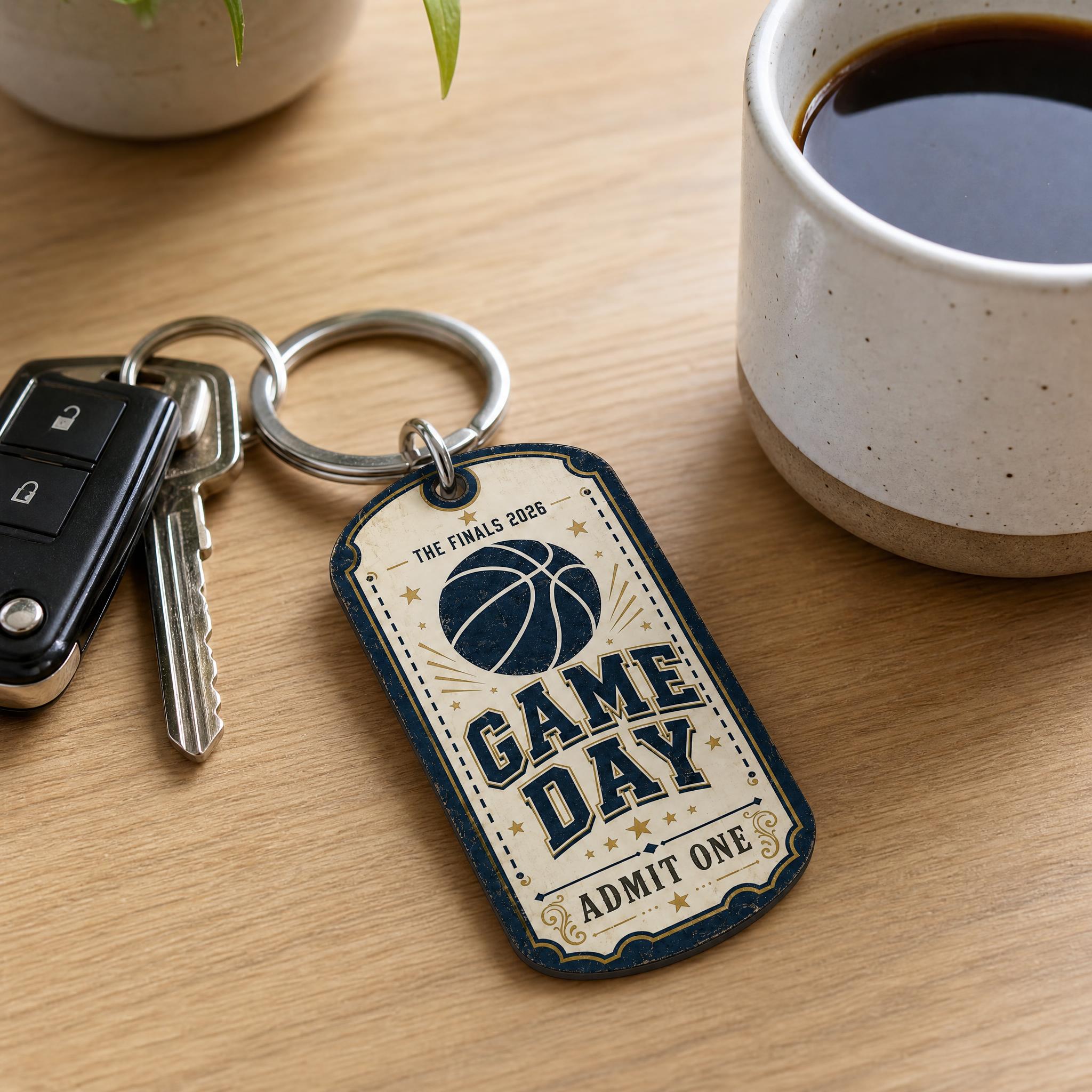 Party Games Gifts - Basketball Game Day Ticket Shaped Keychain