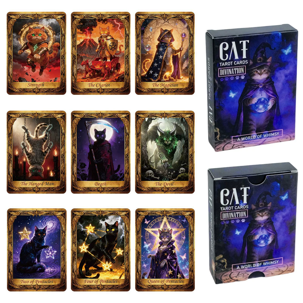 Party Games Cards - 50PCS/Set Cute Cat Tarot Cards Series